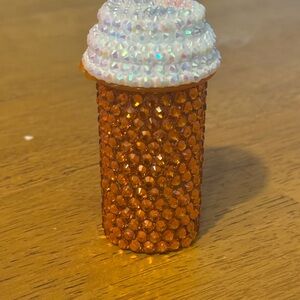 Rhinestone Orange Pill Bottle